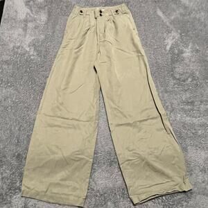 Madewell Pants Womens 00 The Harlow Wide Leg High Rise NG521 Beige Green Tint